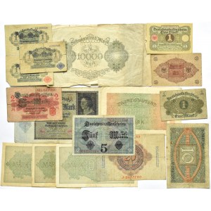 Niemcy, Cesarstwo i Republika Weimarska, lot 16 banknotów
