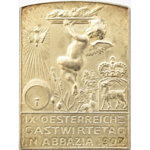 Franz Joseph I, plaque from 1907 - IX Days of the Innkeeper, silver