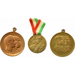 Franciszek Józef I i Wilhelm II, lot 3 medali dwóch cesarzy