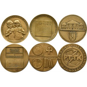 Poland, People's Republic of Poland, flight of six medals with prominent figures, bronze, 70 mm