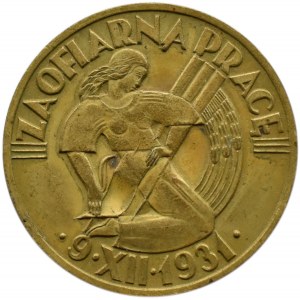 Poland, Second Republic, badge For Sacrificial Labor 9 XII 1931, cap S. Reising, Warsaw