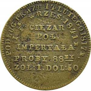 Mikuláš I., poloviční císařské závaží 1817/1841, mosaz