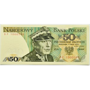 Polska, PRL, gen. K. Świerczewski, 50 złotych 1975, seria BP, Warszawa, UNC