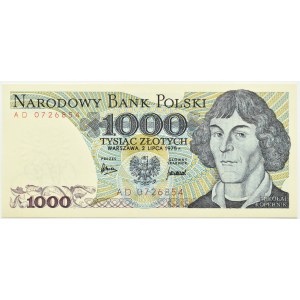 Polsko, PRL, M. Kopernik, 1000 zlotých 1975, série AD, Varšava, UNC