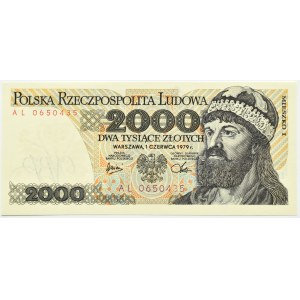 Polsko, Polská lidová republika, Mieszko I, 2000 zlatý 1979, série AL, Varšava, UNC