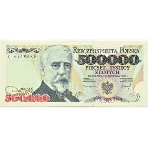 Polska, III RP, H. Sienkiewicz, 500000 złotych 1993, seria L, Warszawa, UNC