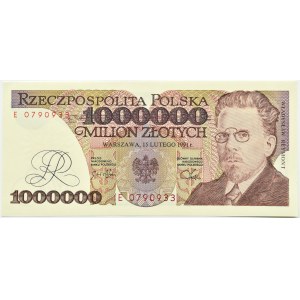 Polska, III RP, Wł. Reymont, 1000000 złotych 1991, seria E, Warszawa, UNC