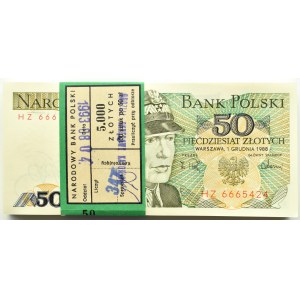 Polska, PRL, paczka bankowa 50 złotych 1988, Warszawa, seria HZ