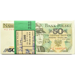Polska, PRL, paczka bankowa 50 złotych 1988, Warszawa, seria HZ