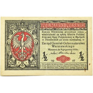 Generalgouvernement, 1/2 Marke 1916 General, Warschau, Serie B