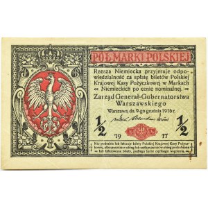 Generalne Gubernatorstwo, 1/2 marki 1916 Generał, Warszawa, seria B