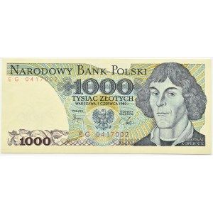 Polen, PRL, M. Kopernik, 1000 Zloty 1982, EG-Serie, Warschau, UNC