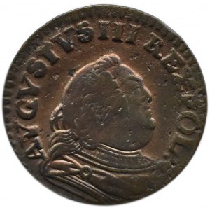 August III Sas, medený groš 1755 H, Gubin