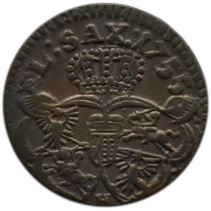 August III Sas, copper penny 1755 H, Gubin