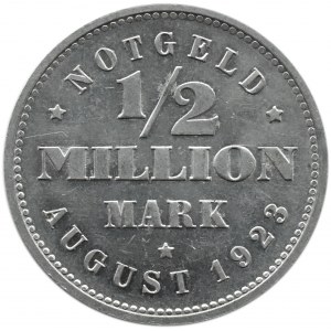 Německo, Hamburk, 1/2 milionu marek 1923, Hamburk, UNC