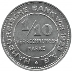 Germany, Hamburg, 1/10 verreschungs marke 1923, Hamburg, UNC