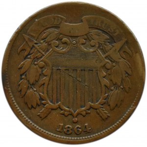 USA, Freiheit, 2 Cents 1864, Philadelphia