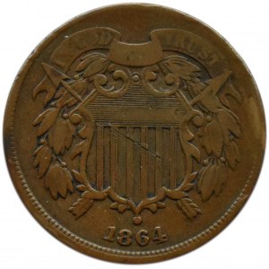USA, Liberty, 2 centy 1864, Filadelfia