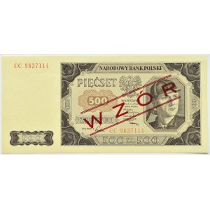 Polska, RP, 500 złotych 1948, seria CC, WZÓR, Warszawa, UNC