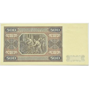 Polska, RP, 500 złotych 1948, seria CC, WZÓR, Warszawa, UNC