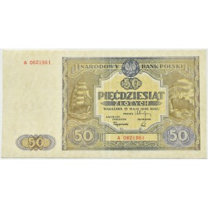 Poľsko, RP, 50 zlotých 1946, séria A, Varšava, vzácne