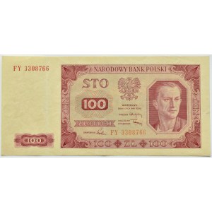 Polska, RP, 100 złotych 1948, seria FY, 100 bez ramki, Warszawa