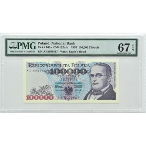 Polska, III RP, St. Moniuszko, 100000 złotych 1993, seria AE, Warszawa, PMG 67 EPQ