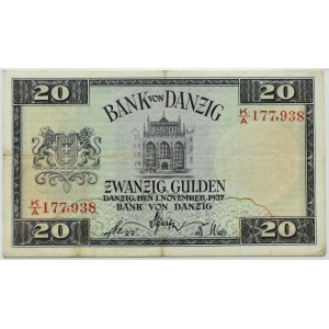 Free City of Danzig, 20 guilders 1937, K/A series, PMG 35