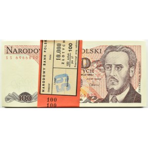 Poland, PRL, 100 zloty bank parcel 1986, Warsaw, SS series, UNC