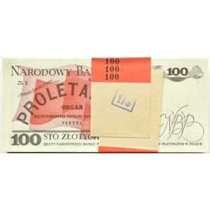 Polska, PRL, paczka bankowa 100 złotych 1986, Warszawa, seria SS, UNC
