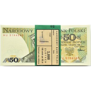 Polen, PRL, Bankpaket von 50 Zloty 1988, Warschau, HU-Serie, UNC