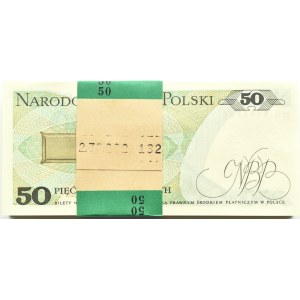 Polska, PRL, paczka bankowa 50 złotych 1988, Warszawa, seria HU