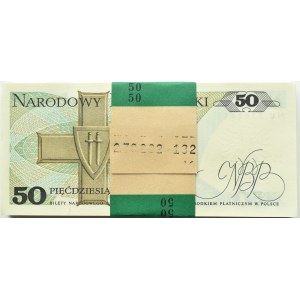 Polonia, PRL, pacco bancario da 50 zloty 1988, Varsavia, serie HU, UNC