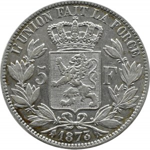 Belgie, Leopold II, 5 franků 1873, Brusel