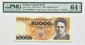Polska, PRL, M. Skłodowska, 20000 złotych 1989, seria AM, Warszawa, PMG 64 EPQ