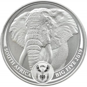 Jihoafrická republika, 5 randů 2019, Velká pětka - slon africký, Pretoria, UNC