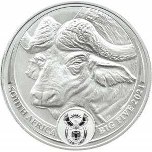 Südafrika, 5 Rand 2021, Big Five - Büffel, Pretoria, UNC