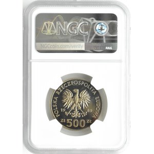 Polsko, Polská lidová republika, Wł. Jagiełło, 500 zl. 1989, Varšava, NGC PF MS67 CAMEO