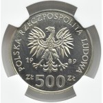 Poľsko, Poľská ľudová republika, Vojna o obranu, 500 zlotých 1989, Varšava, NGC PF66 CAMEO