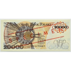 Polsko, PRL, M. Skłodowska, 20000 zlotých 1989, série A - WZÓR č. 355, Varšava, UNC