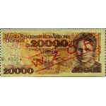 Polsko, PRL, M. Skłodowska, 20000 zlotých 1989, série A - WZÓR č. 355, Varšava, UNC