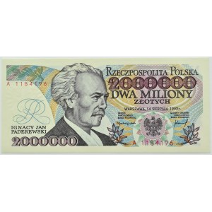 Polen, III RP, I.J. Paderewski, 2000000 Zloty 1992, Serie A mit Fehler, Warschau, UNC