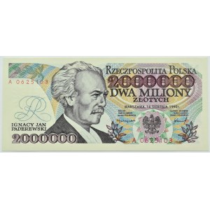 Polska, III RP, I.J. Paderewski, 2000000 złotych 1992, seria A-z błędem, Warszawa, UNC