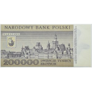 Polsko, Polská lidová republika, Varšava, 200000 zlotých 1989, série P, Varšava, CIEKAWY NUMER, UNC