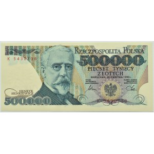 Polen, III RP, H. Sienkiewicz, 500000 Zloty 1990, Serie K, Warschau, UNC