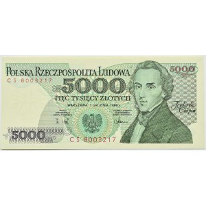 Polen, PRL, F. Chopin, 5000 Zloty 1988, CS-Serie, Warschau, UNC