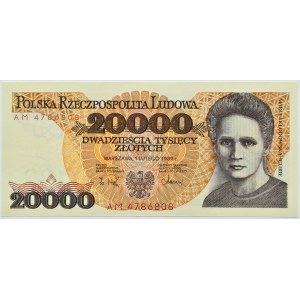 Polen, PRL, M. Skłodowska, 20000 Zloty 1989, Serie AM, Warschau, UNC
