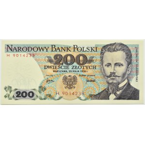 Polen, PRL, J. Dąbrowski, 200 Zloty 1976, Serie H, Warschau, UNC