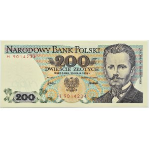 Polska, PRL, J. Dąbrowski, 200 złotych 1976, seria H, Warszawa, UNC