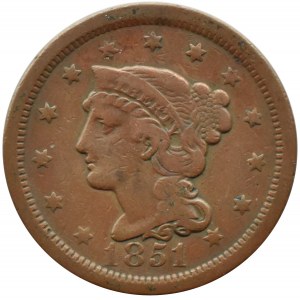 USA, Głowa Wolności, 1 cent 1851